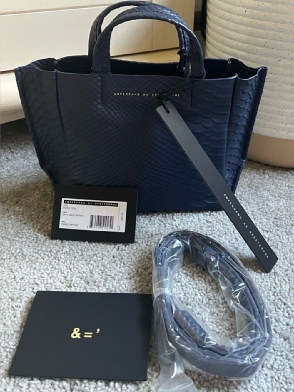 Ampersand As Apostrophe Micro-Tote in black Python